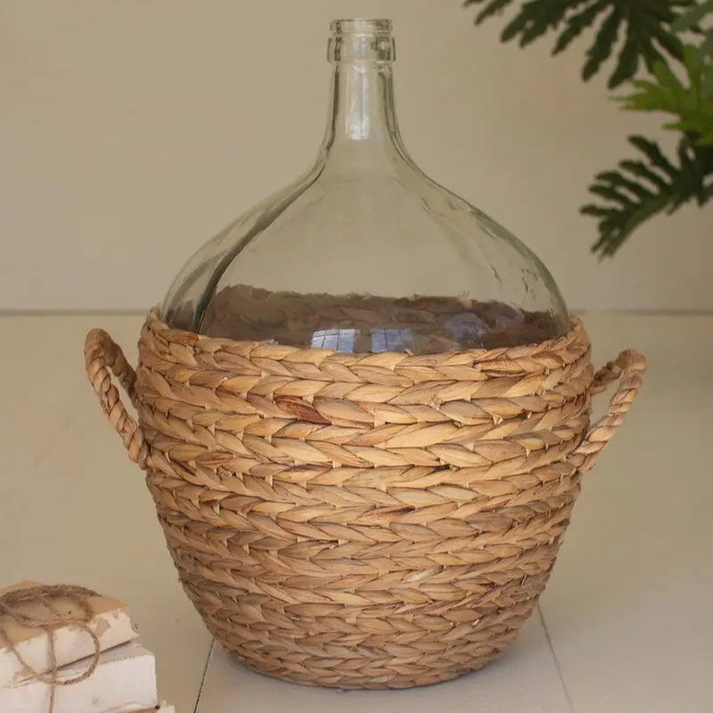 Water Hyacinth Wrapped Glass Wine Damigiana