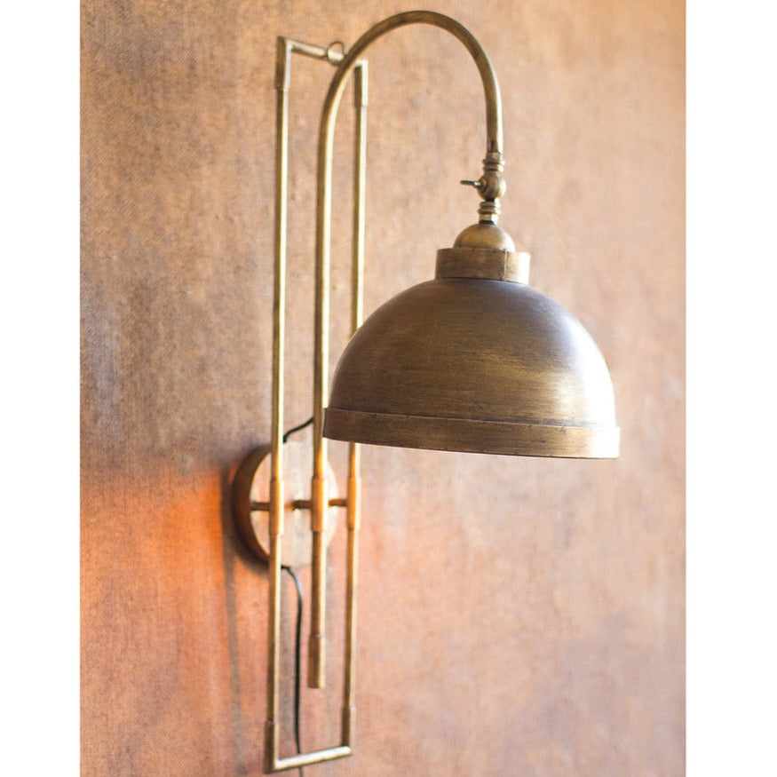 Antiqued Brass Metal Wall Light
