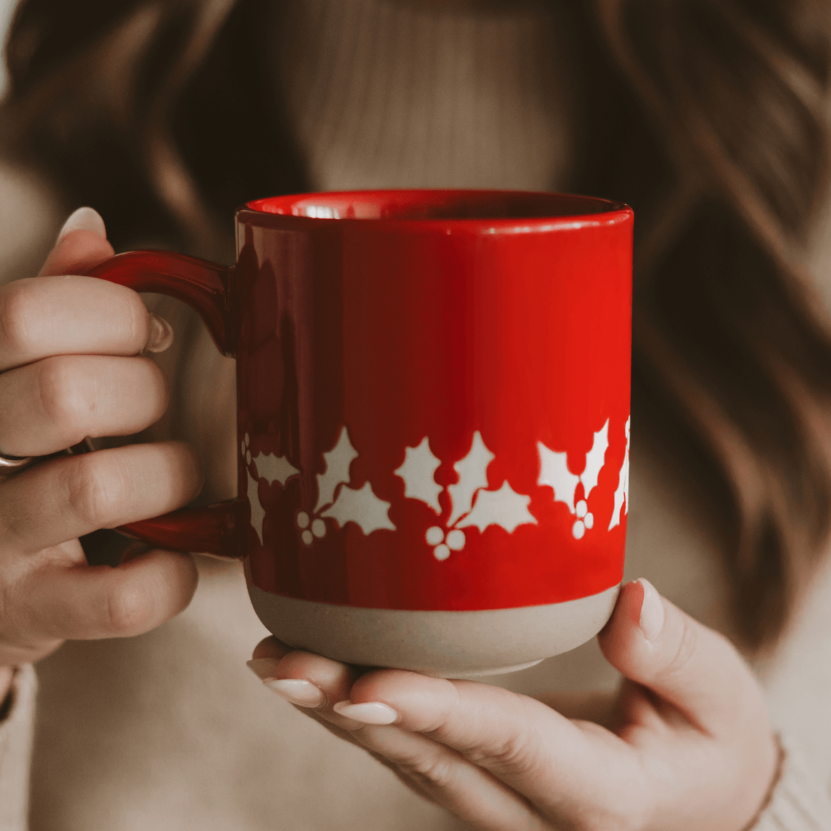 Holly Red Stoneware Coffee Mug
