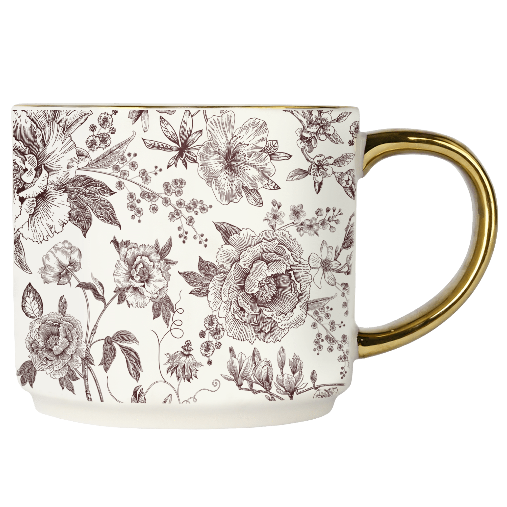 Brown Delft Gold Handle Coffee Mug