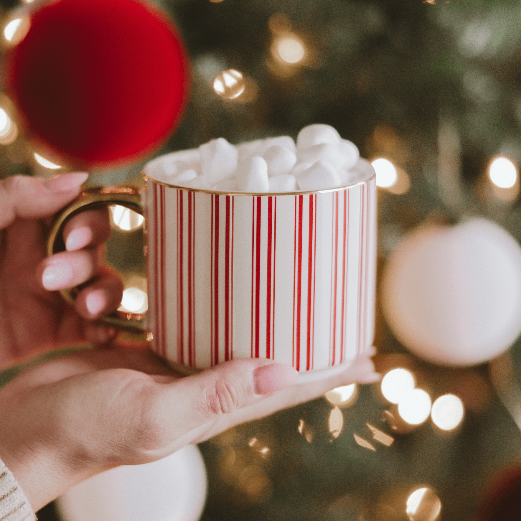 Red Stripe Gold Handle Coffee Mug