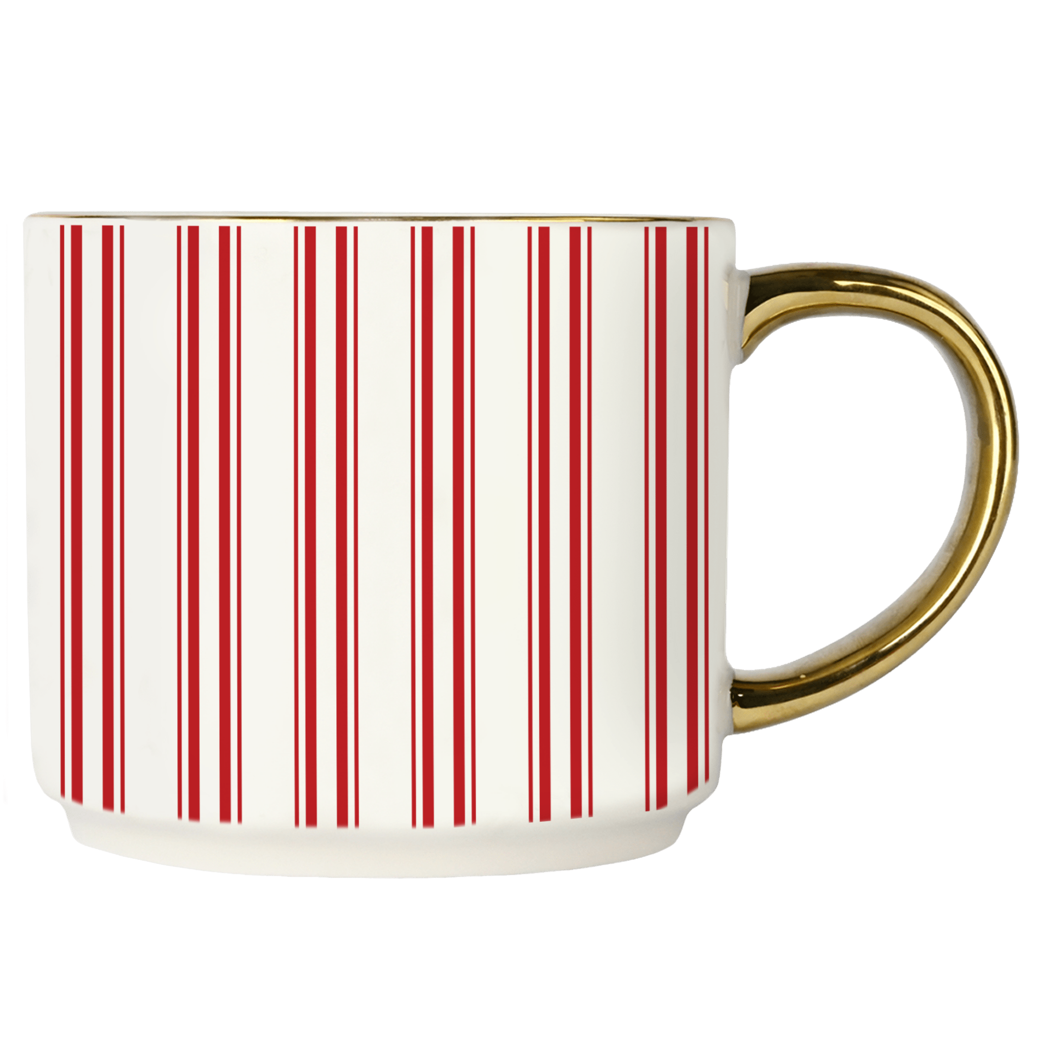 Red Stripe Gold Handle Coffee Mug