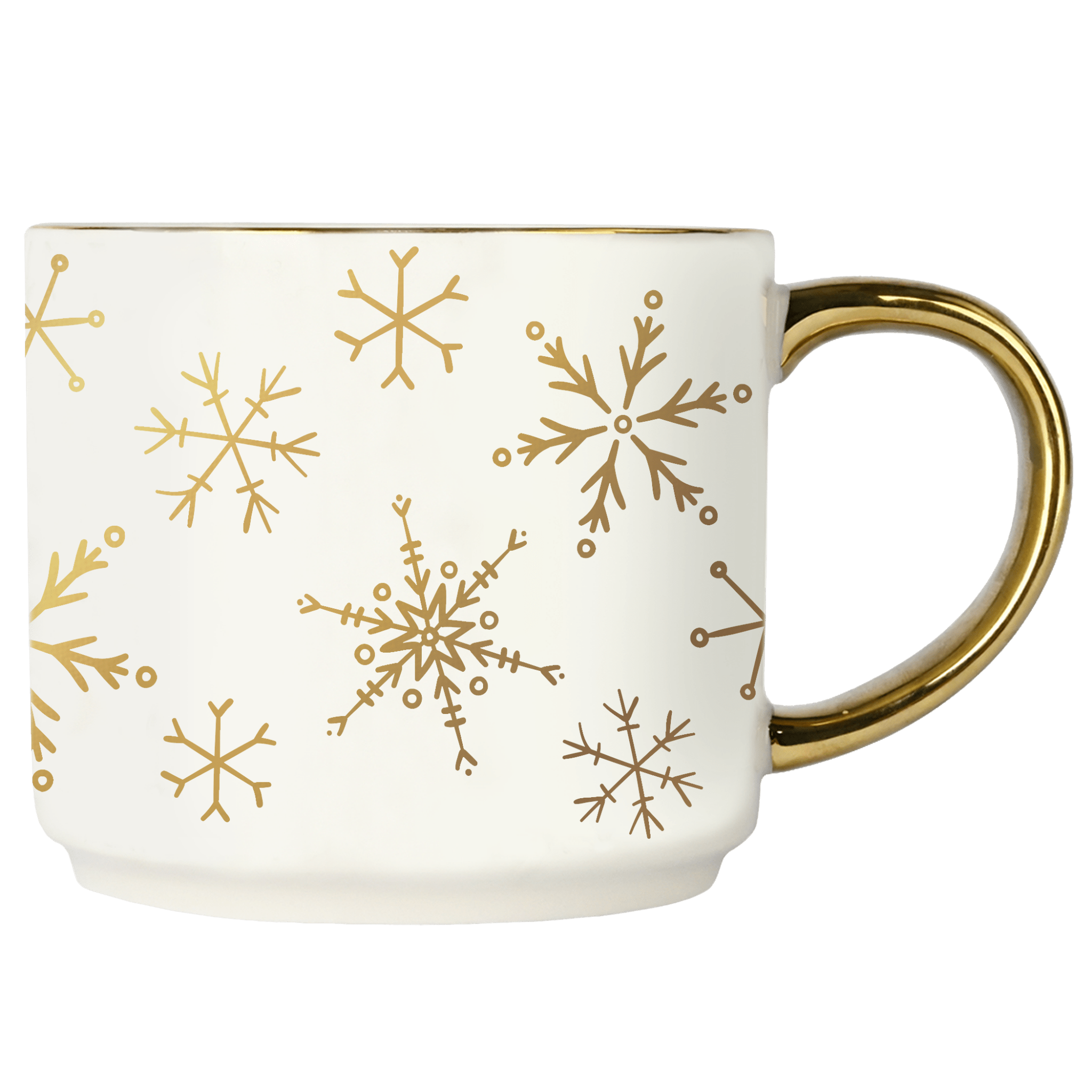 Gold Snowflakes Gold Handle Coffee Mug