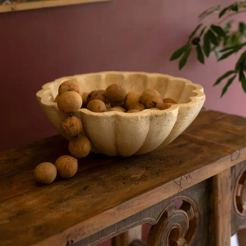 Faux Travertine Ruffled Bowl