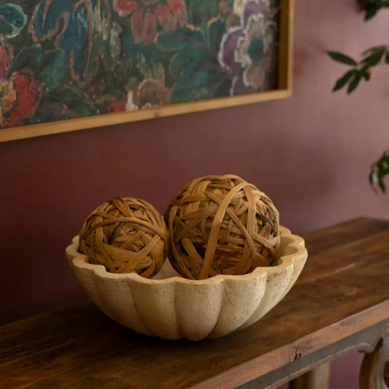 Faux Travertine Ruffled Bowl