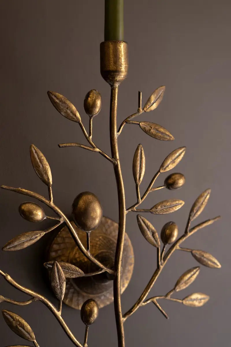 Antique Brass Fruit Tree Taper Wall Sconce