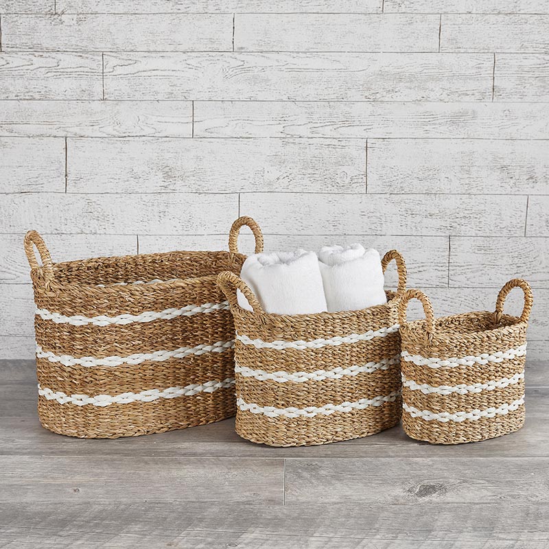 Seagrass Striped Basket Set