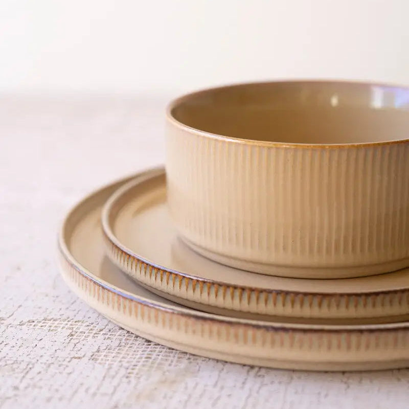Khaki Ceramic Dinner Plate Set