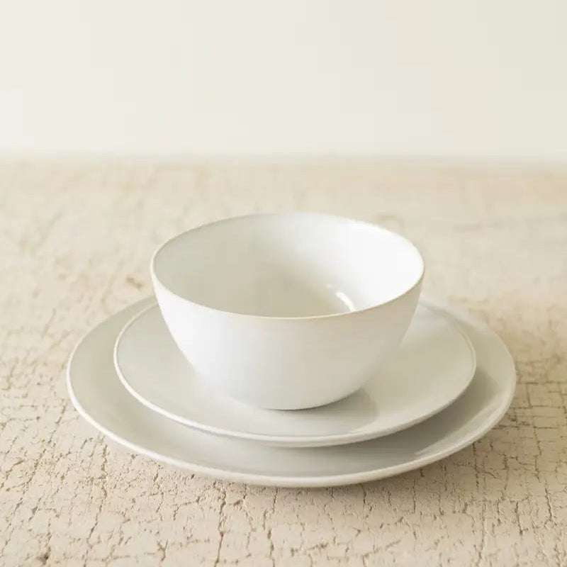 Antique White Ceramic Dinner Plate Set