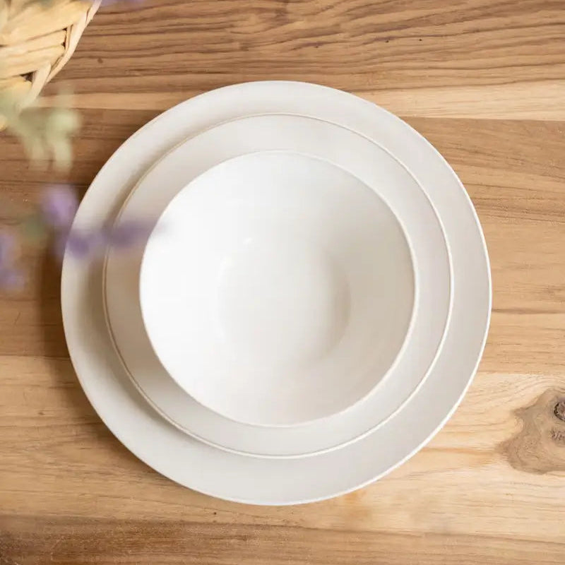 Antique White Ceramic Dinner Plate Set