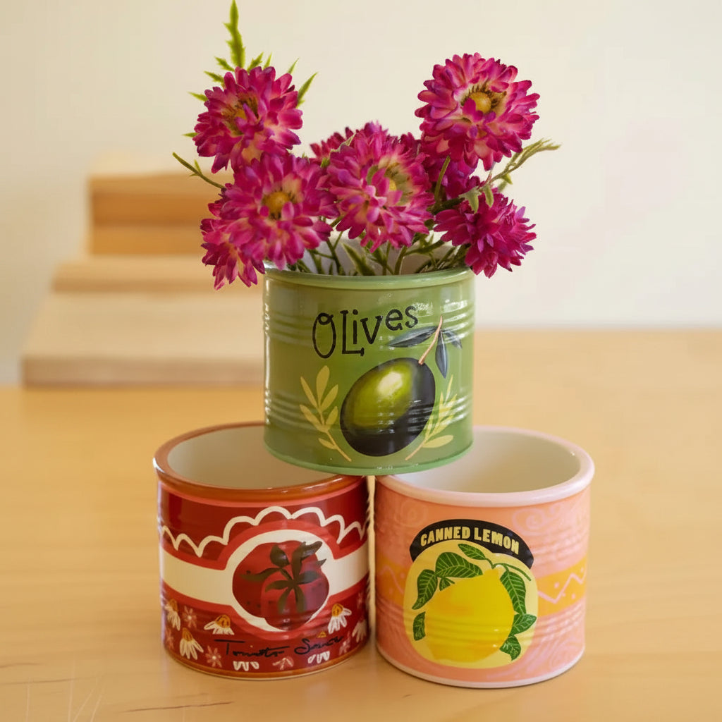 Ceramic Canned Goods Planter Set