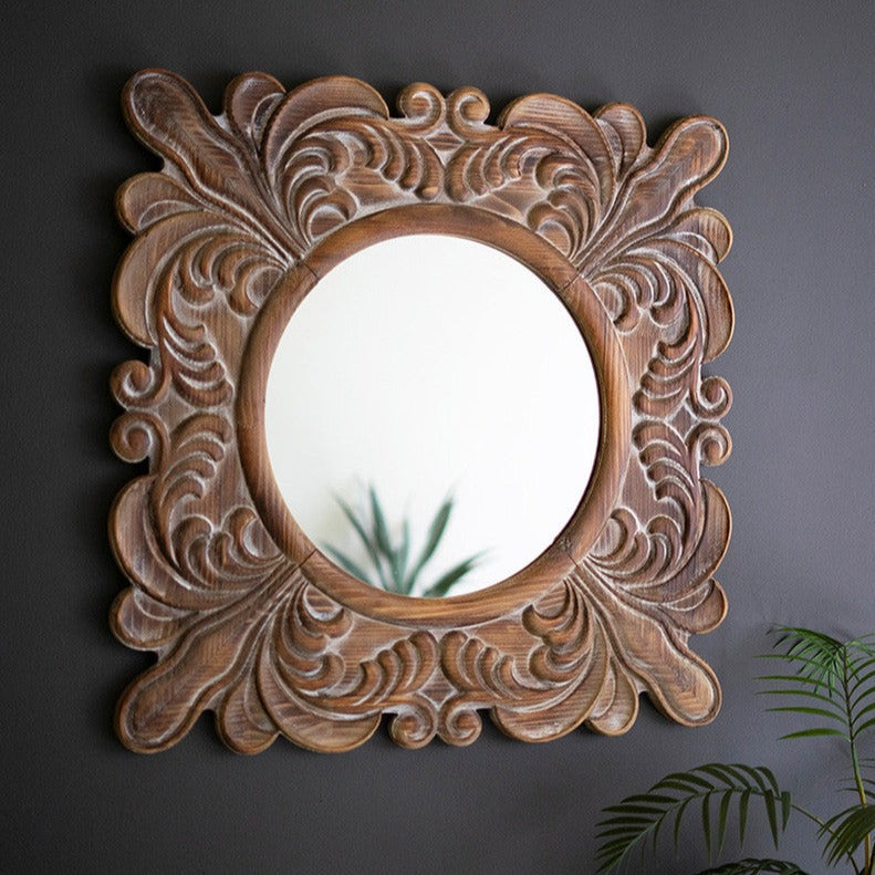 Carved Fleur De Lis Framed Mirror