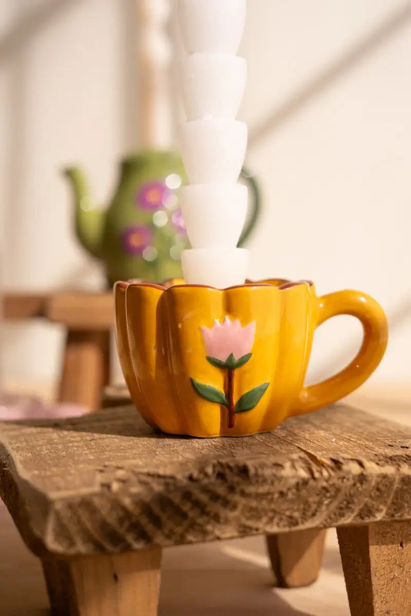 Tea Set Taper Candle Holder Set