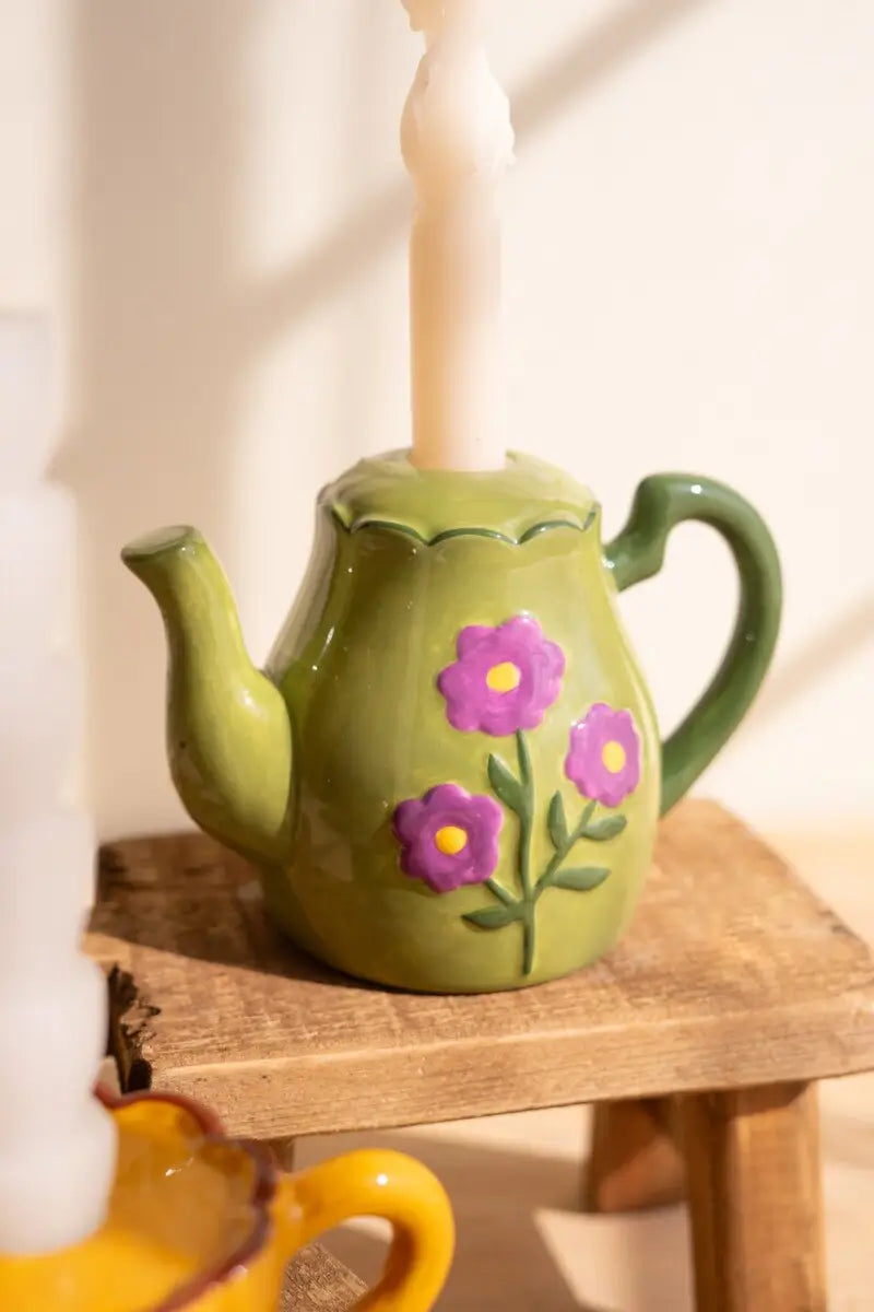 Tea Set Taper Candle Holder Set