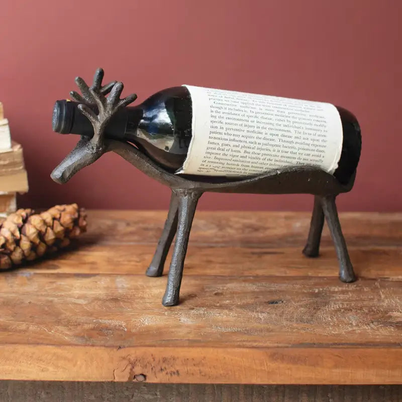 Cast Iron Reindeer Wine Bottle Holder