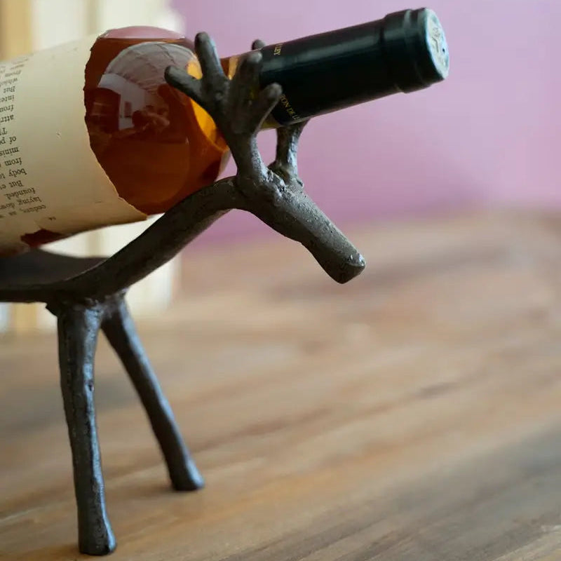 Cast Iron Reindeer Wine Bottle Holder