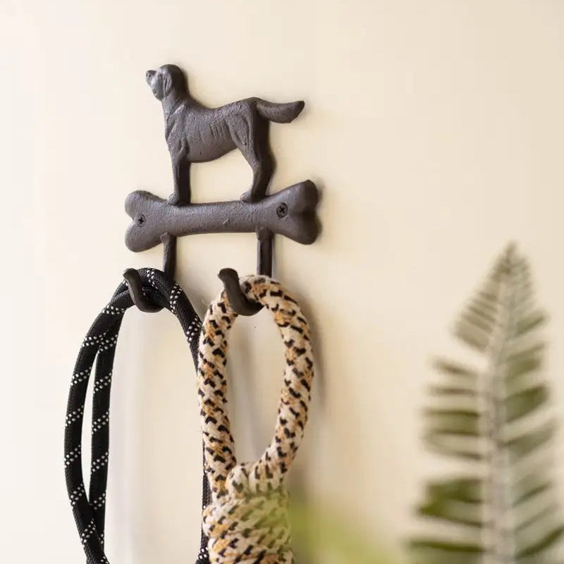 Cast Iron Dog & Bone Wall Hook