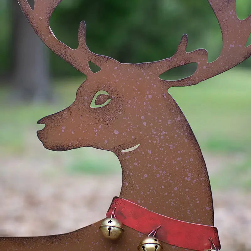 Rustic Reindeer & Cardinals Yard Art