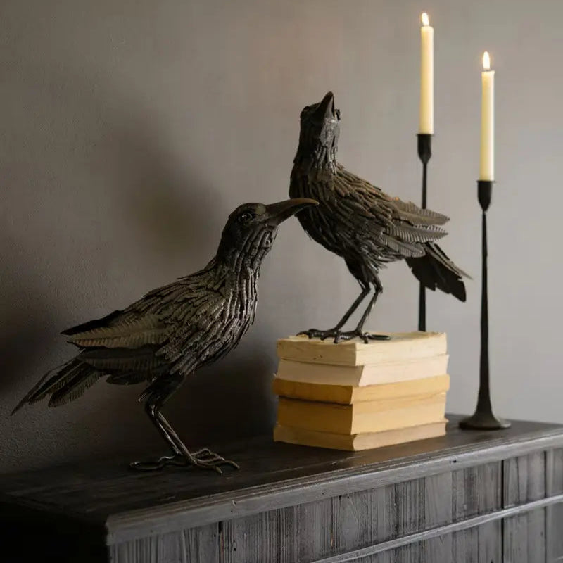 Black Metal Halloween Crow Set