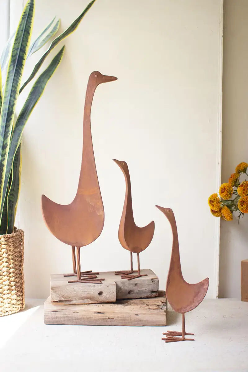 Rustic Metal Geese Set