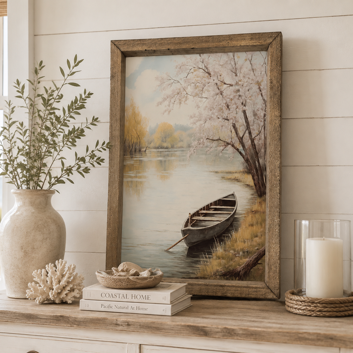 Rowboat By The Shore Framed Art