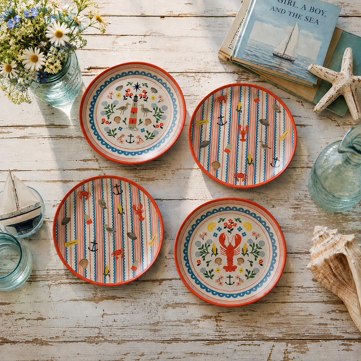 Rifle Paper Co. Seaside Melamine Dessert Plate Set