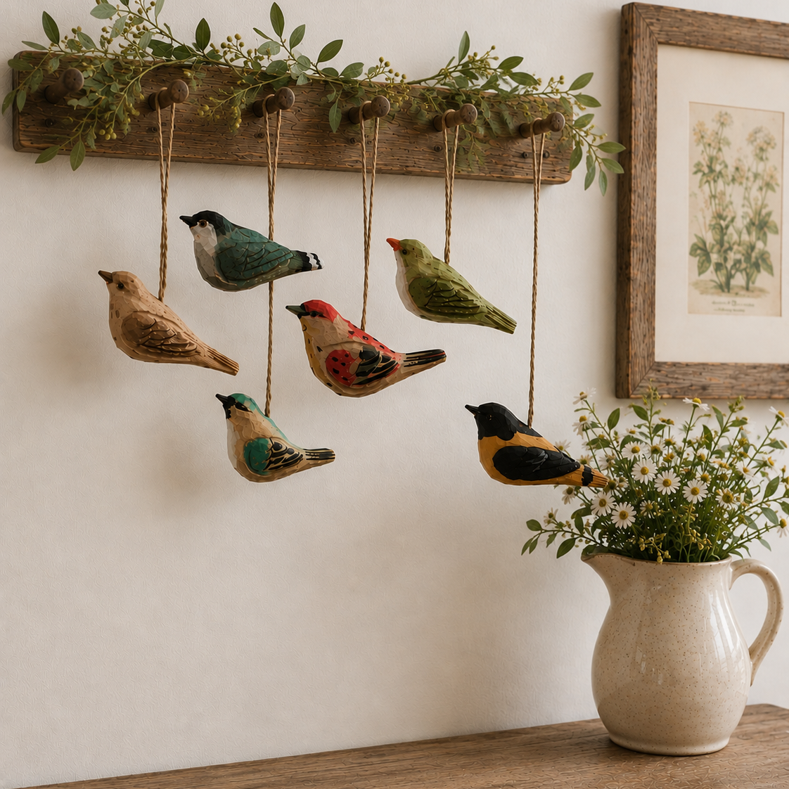 Carved Wood Bird Set