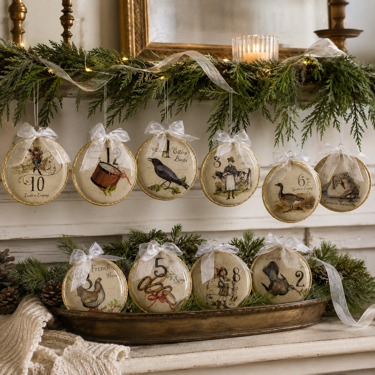12 Days Of Christmas Glass Ornament Set
