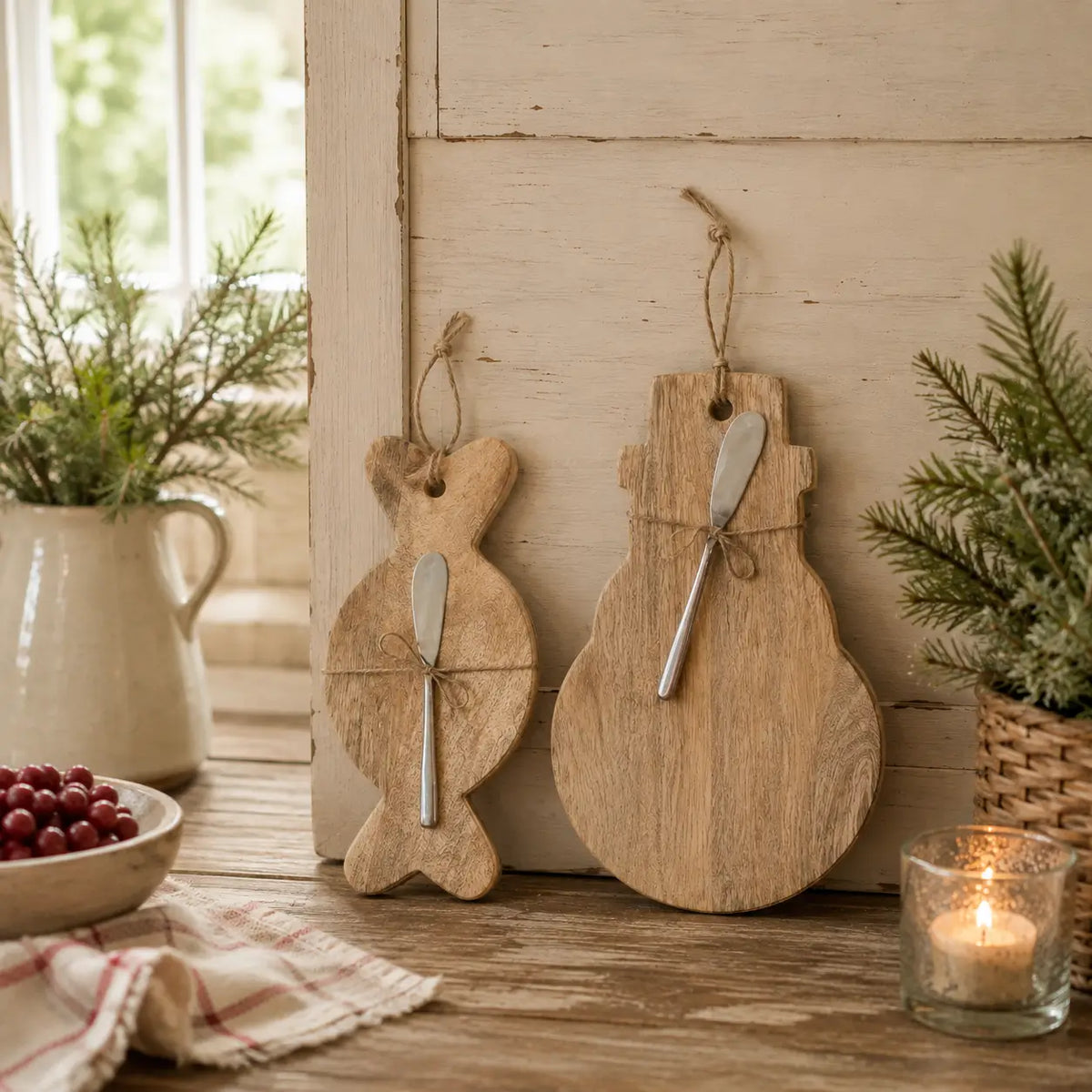 Mango Wood Holiday Board Set