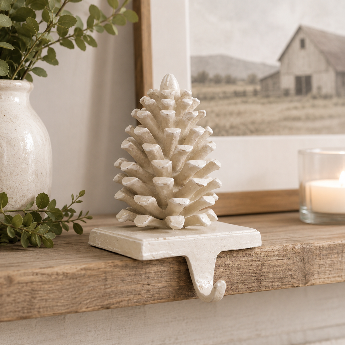 Pine Cone Cast Iron Stocking Holder
