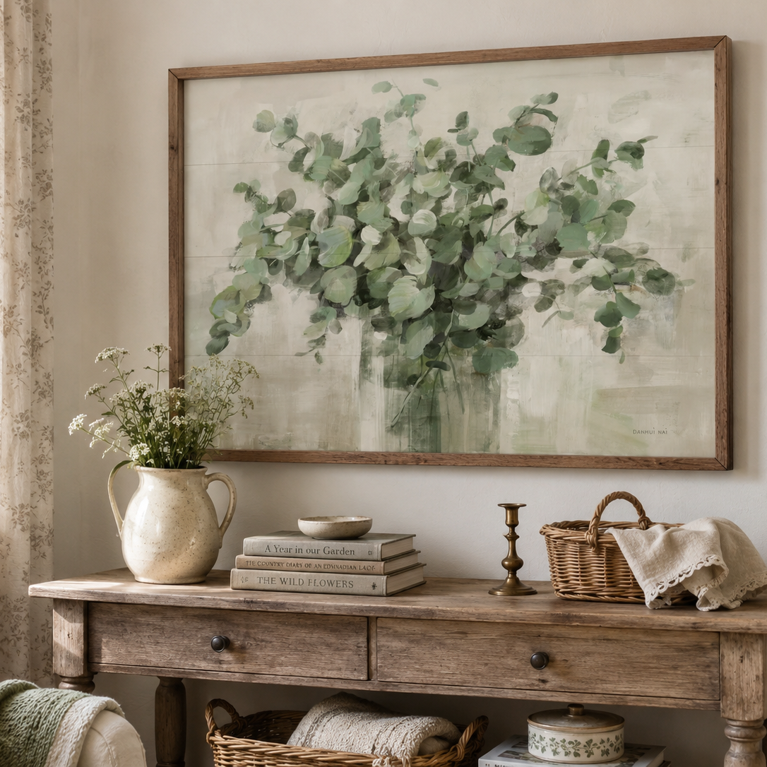 Scented Eucalyptus Neutral By Danhui Nai Wood Framed Print