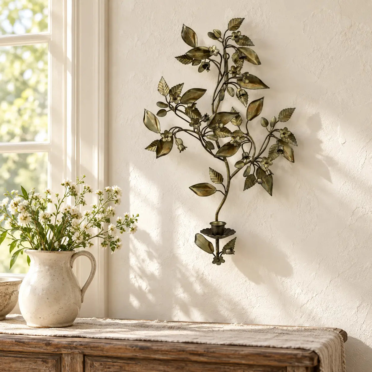Metal Floral Taper Sconce