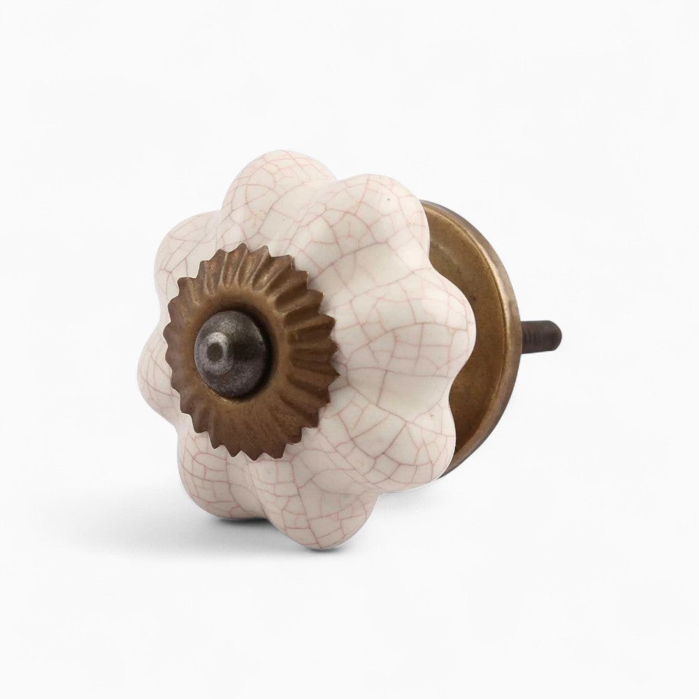 Cream Crackle Knob