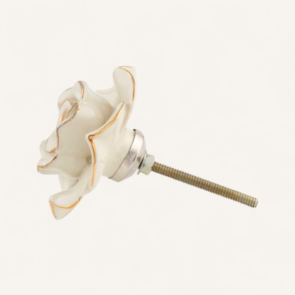 Cream & Gold Rose Knob