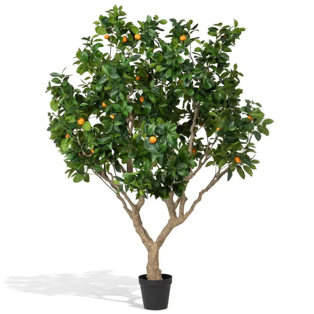 Faux Orange Tree With Weighted Black Pot