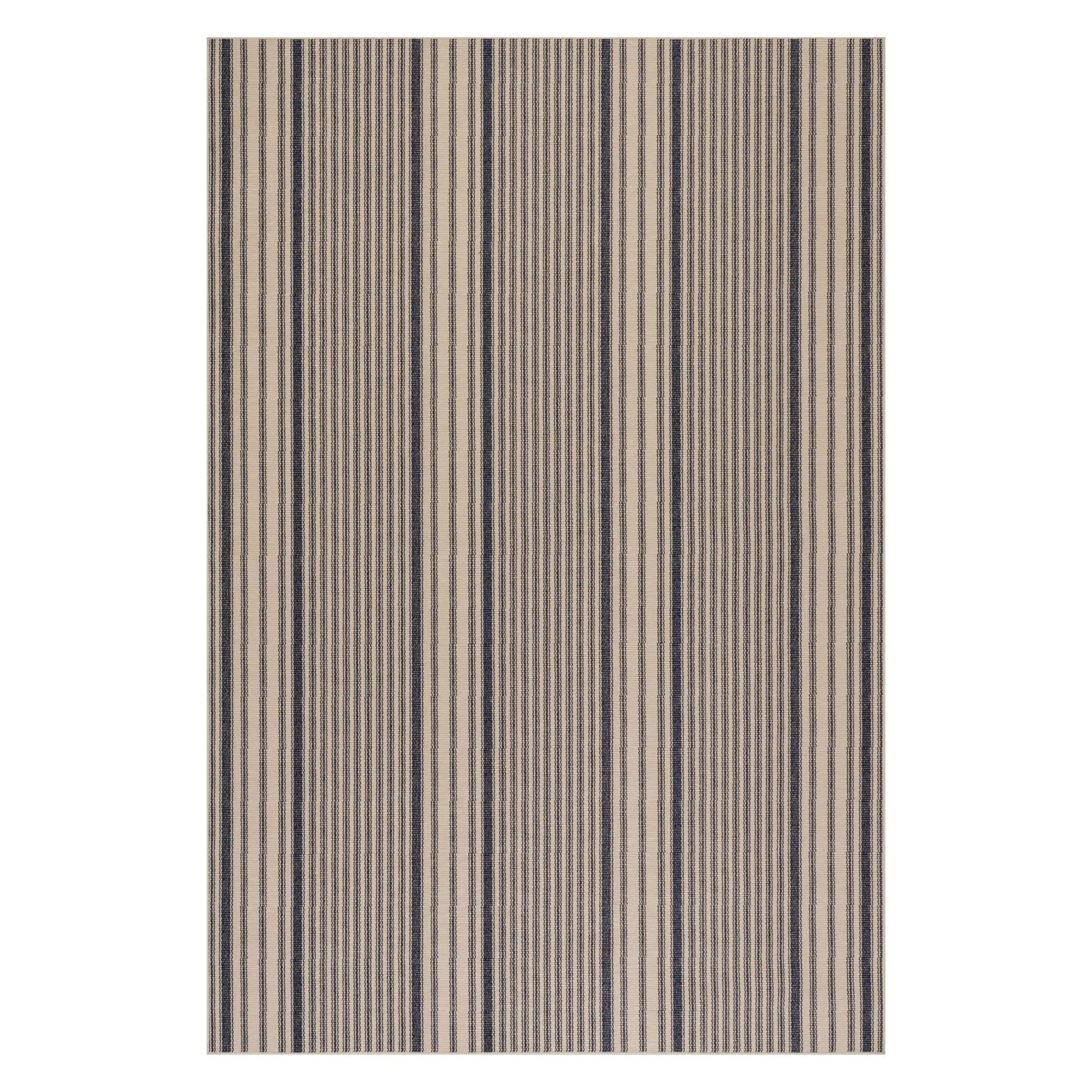 Clemira Coastal Striped Machine Washable Rug