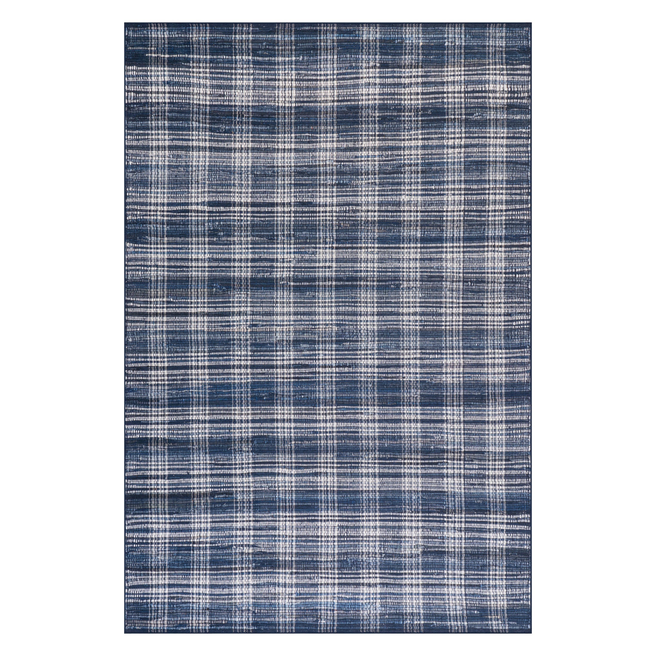 Denim Plaid Machine Washable Rug