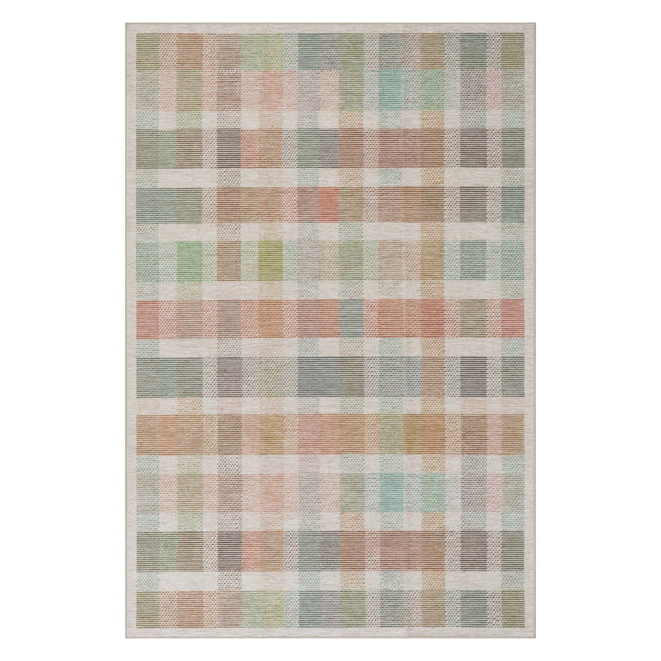 Chanan Farmhouse Plaid Machine Washable Rug