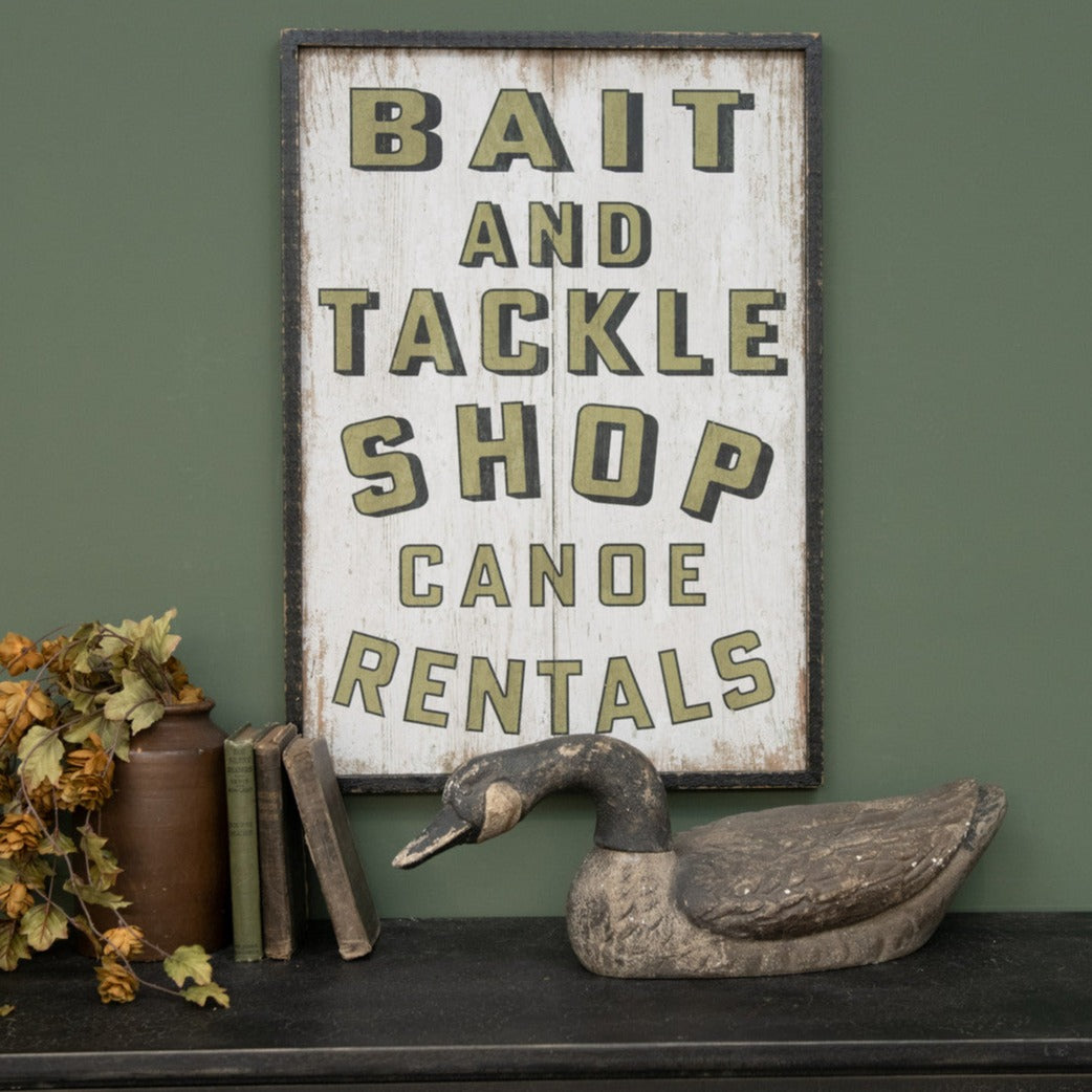 Green Bait And Tackle Shop Wood Sign