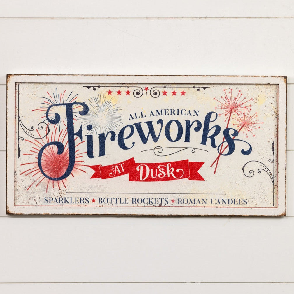 Fireworks At Dusk Sign
