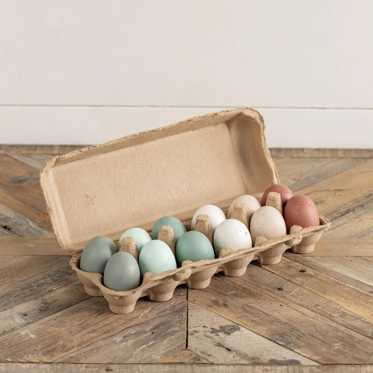 Dozen Painted Wooden Eggs