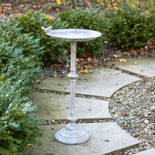 Weathered Grey Birdbath