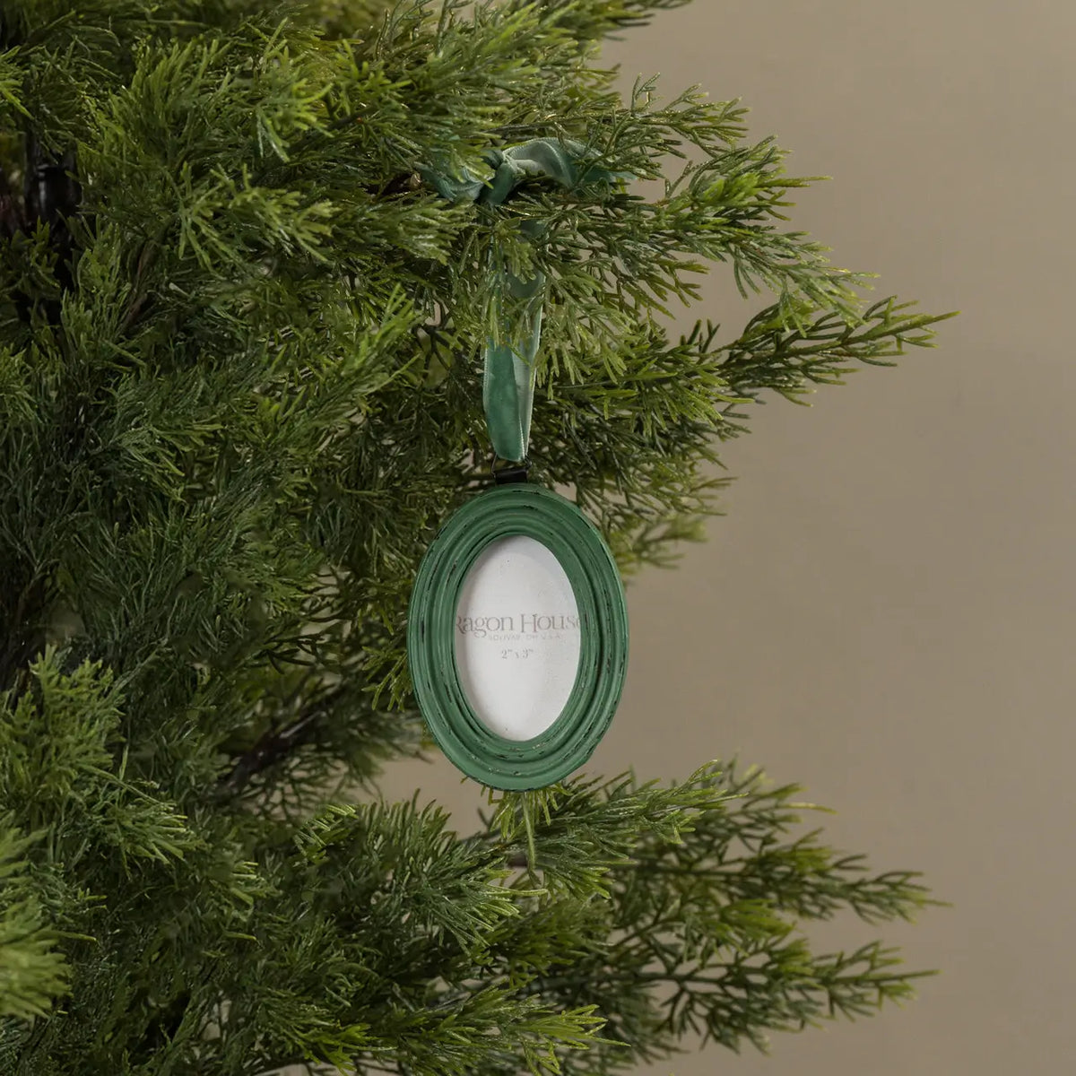 Distressed Oval Frame Ornament