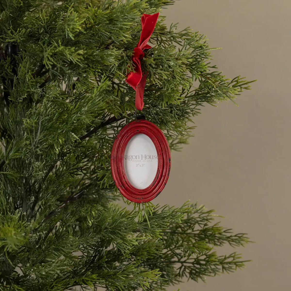 Distressed Oval Frame Ornament