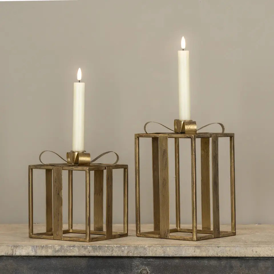 Gold Present Taper Candle Holder