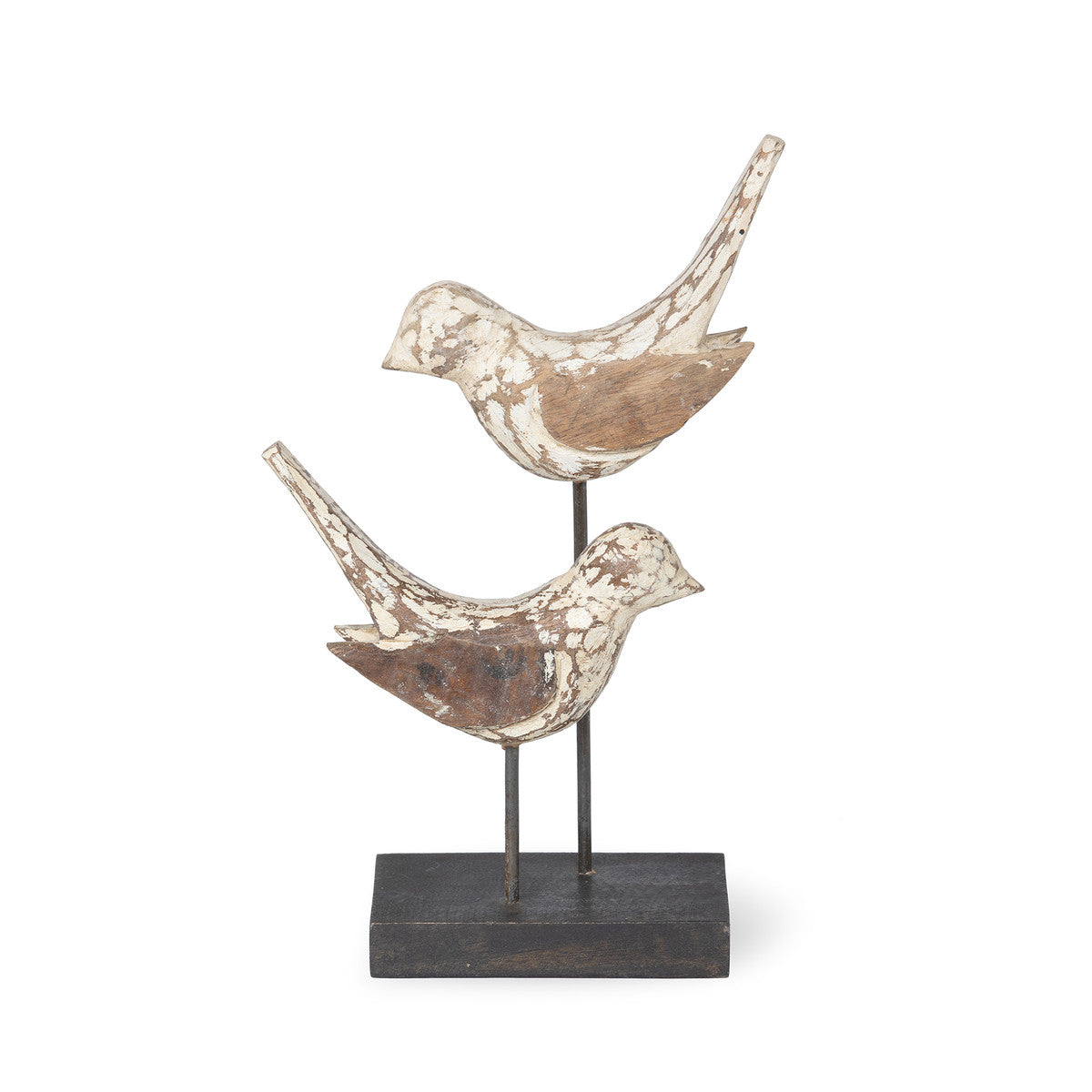 Carved Wood Songbirds On Stand