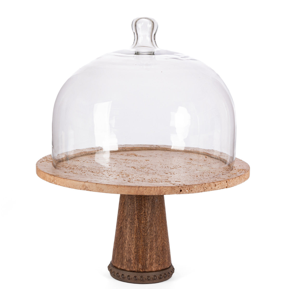 Marble Cake Plate With Glass Dome Pedestal
