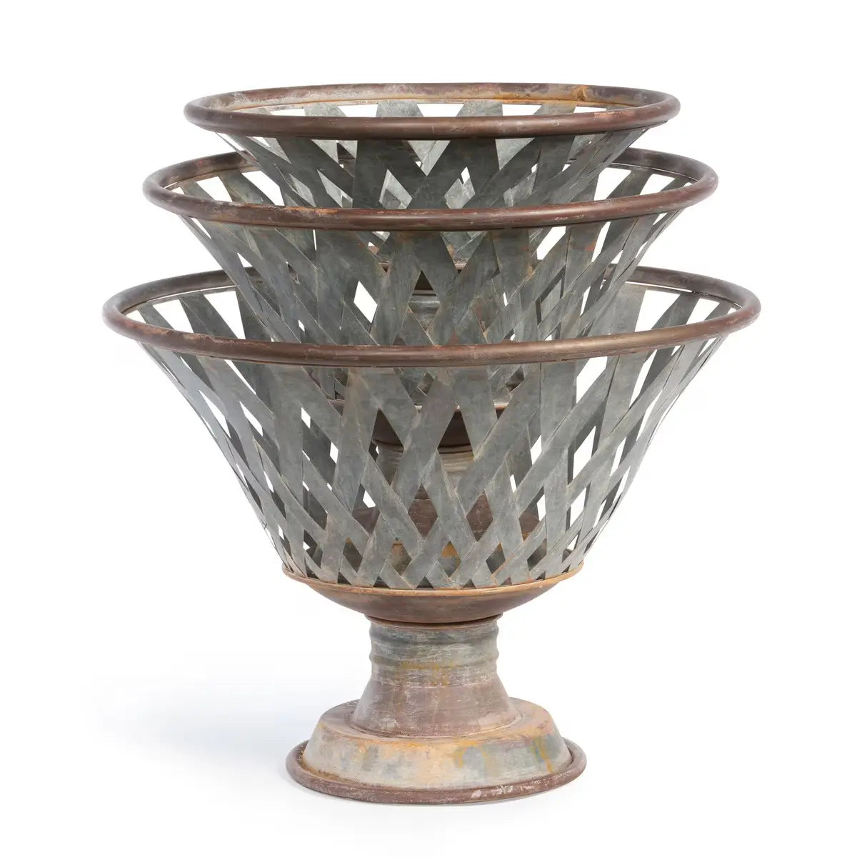Woven Metal Footed Bowl Set