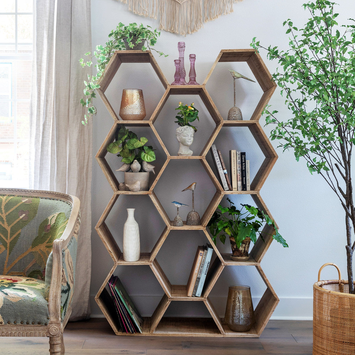 Honeycomb Wooden Etagere