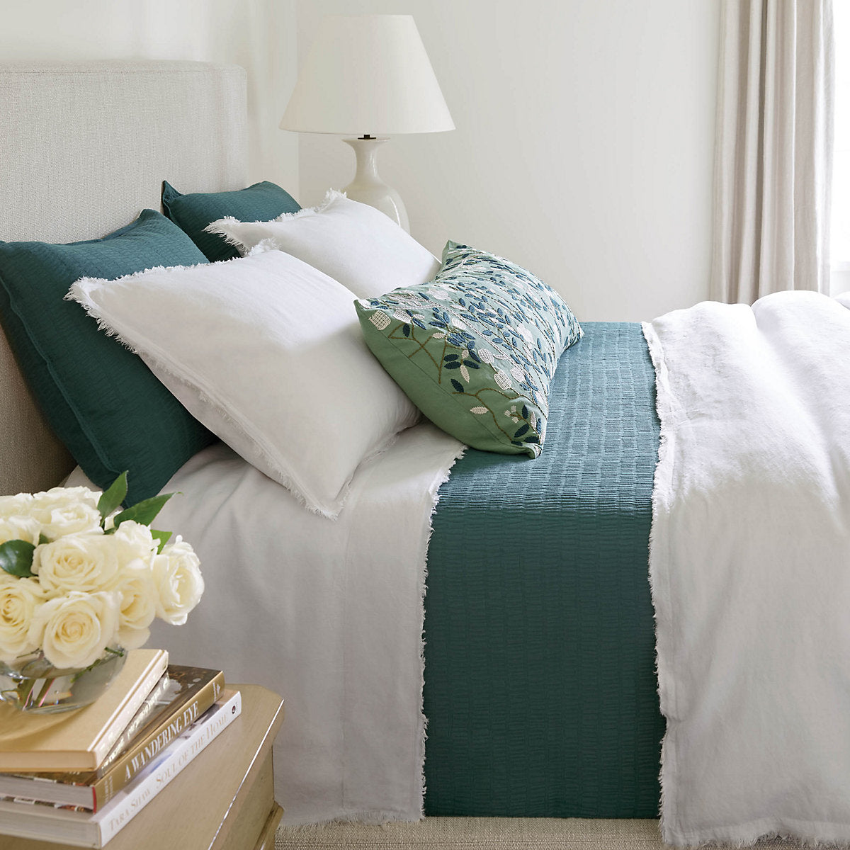 Pine Cone Hill Elise Embroidered Sage Decorative Pillow Cover